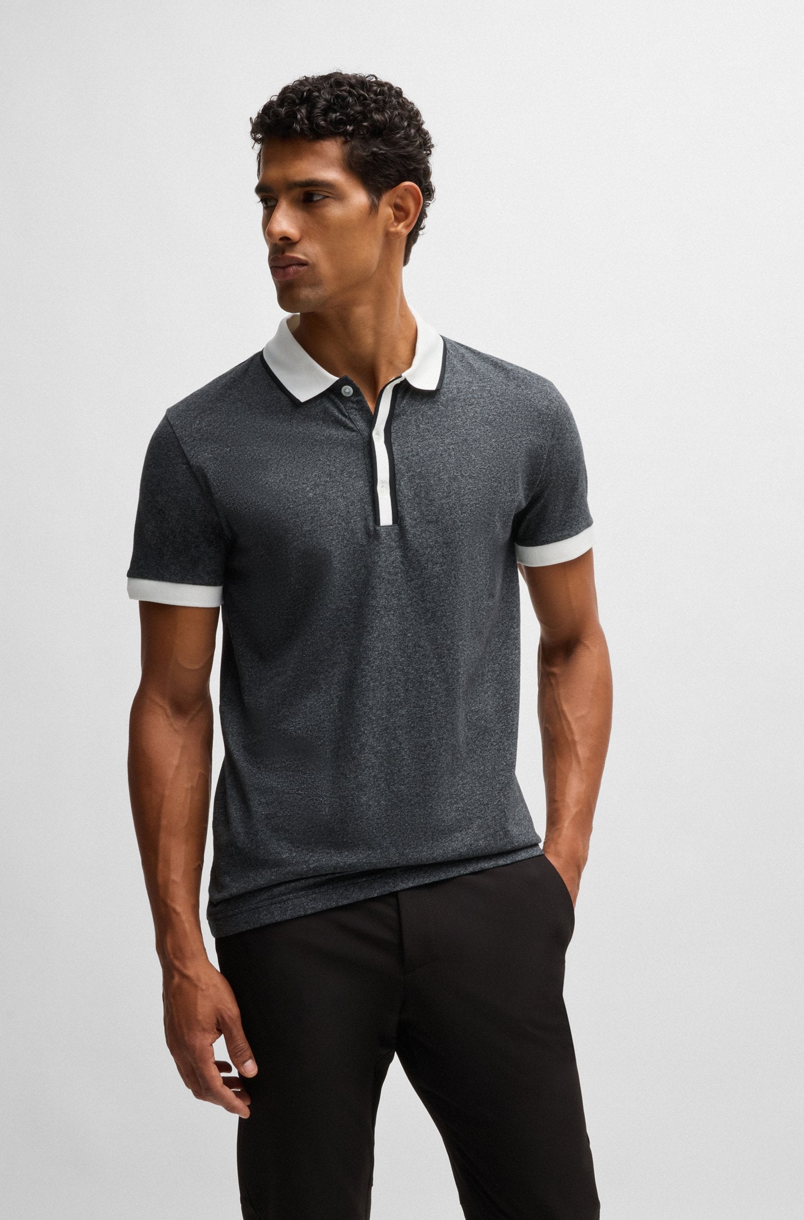 Polo de algodón Boss - Gris