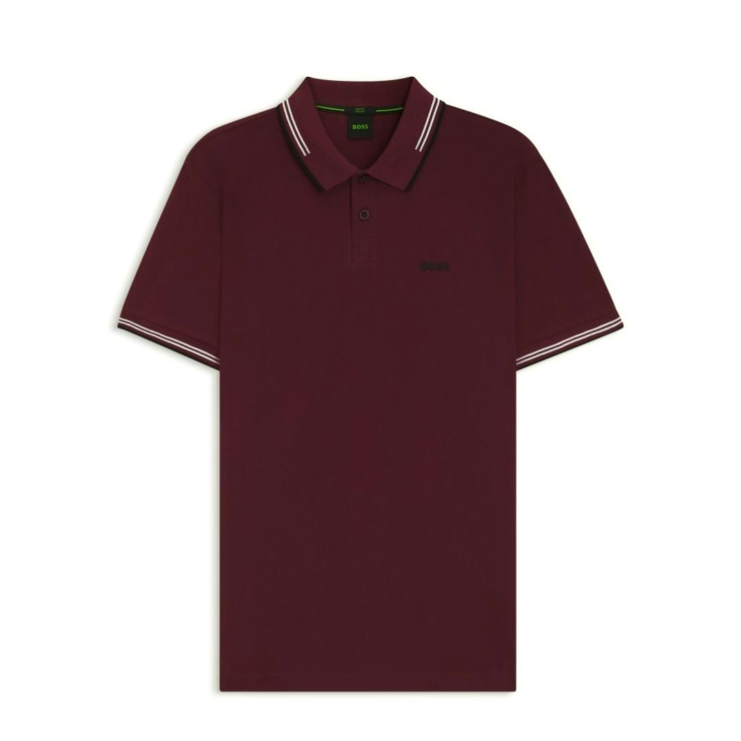 Boss polo con cuello Slim fit stretch - Borgoña