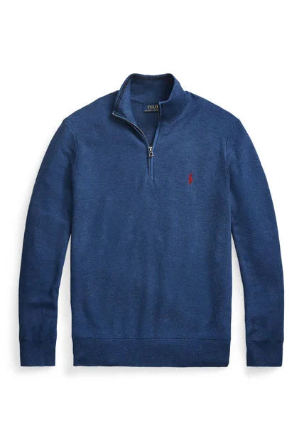 Sweater polo Ralph Lauren pima cotton 1/4 zip - Azul Heather