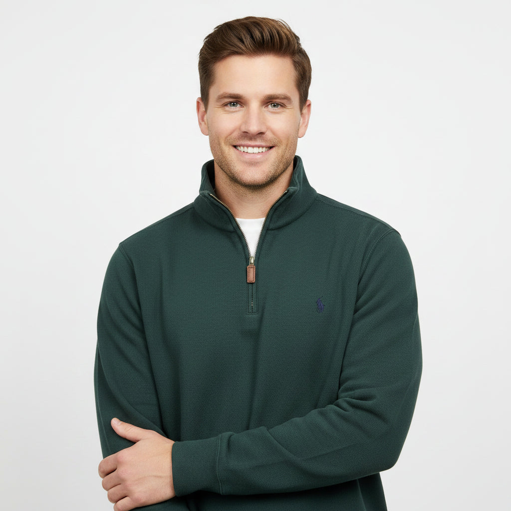 SweaterPolo Ralph Lauren Quarter Zip estate rib - Verde