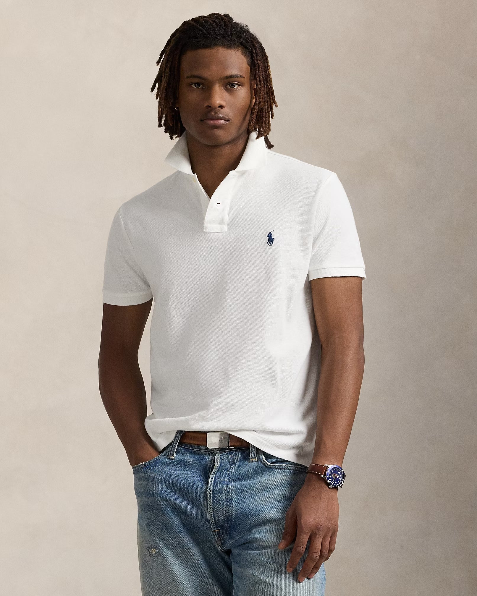 Camisero Polo ralph lauren custom slim fit- Blanco