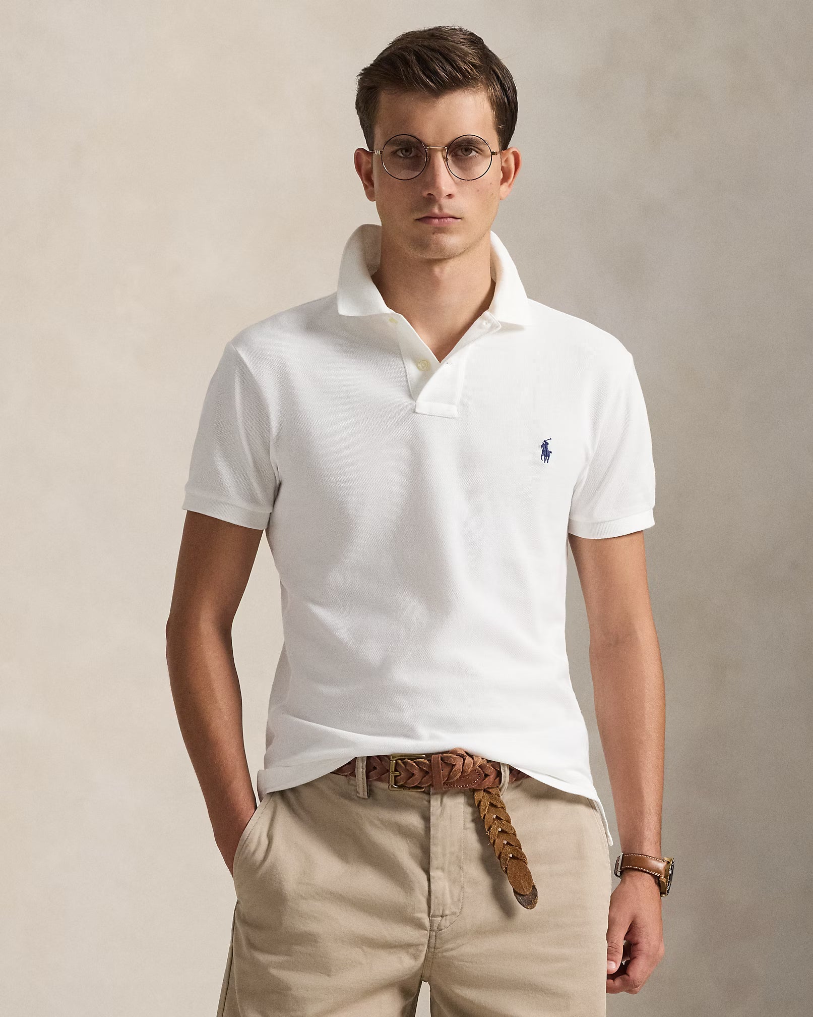 Camisero Polo ralph lauren custom slim fit- Blanco