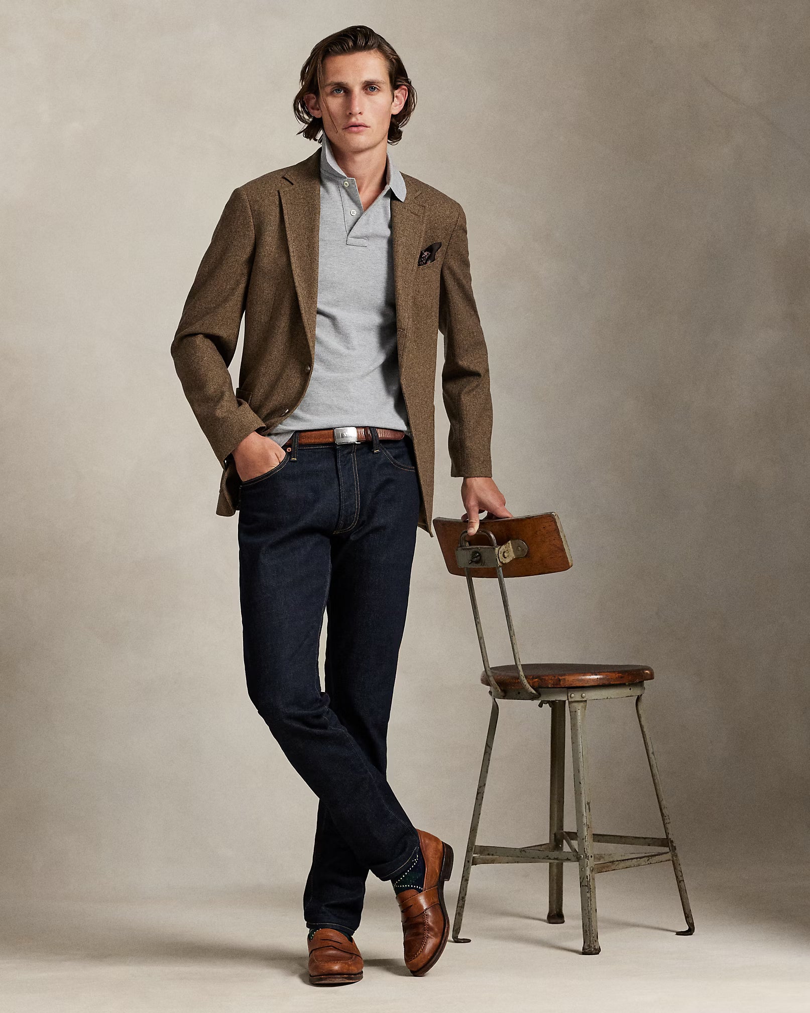 Camisero Polo ralph lauren custom slim fit- Gris heather