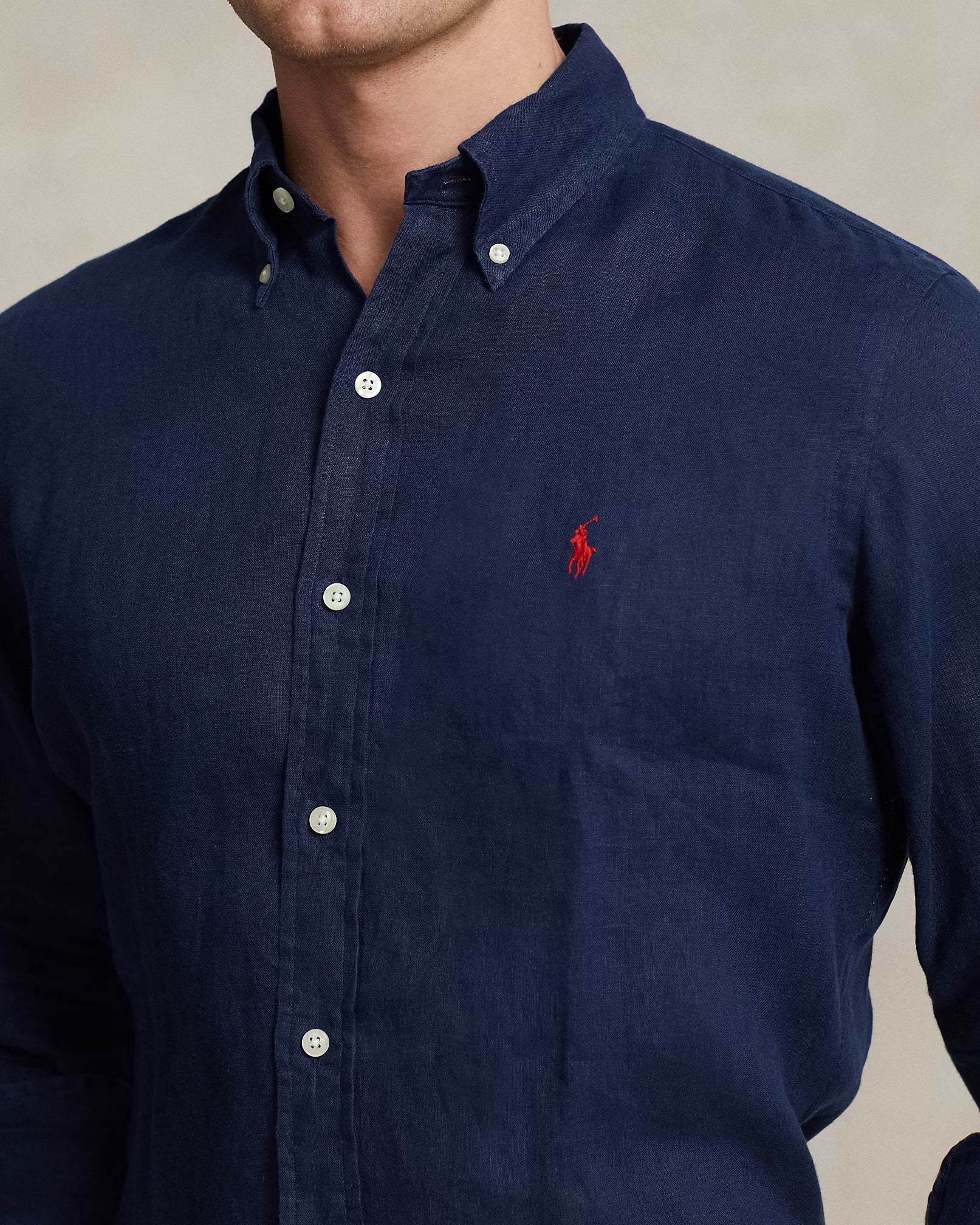 Camisa manga larga Polo Ralph Lauren Lino - Azul marino