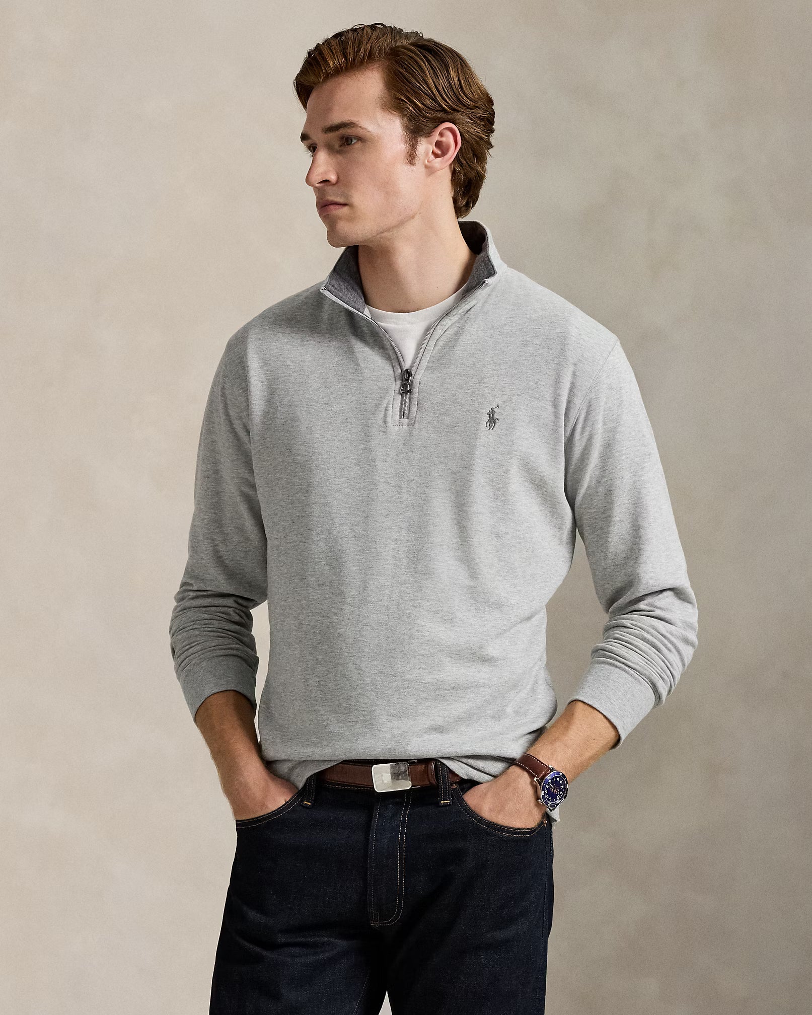 Sweater Polo Ralph Lauren quarter Zip - Gris heather