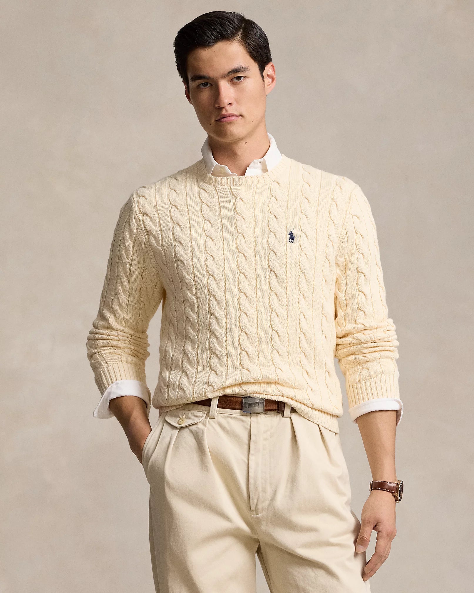 Sweater Polo Ralph Lauren Trenzado - Crema