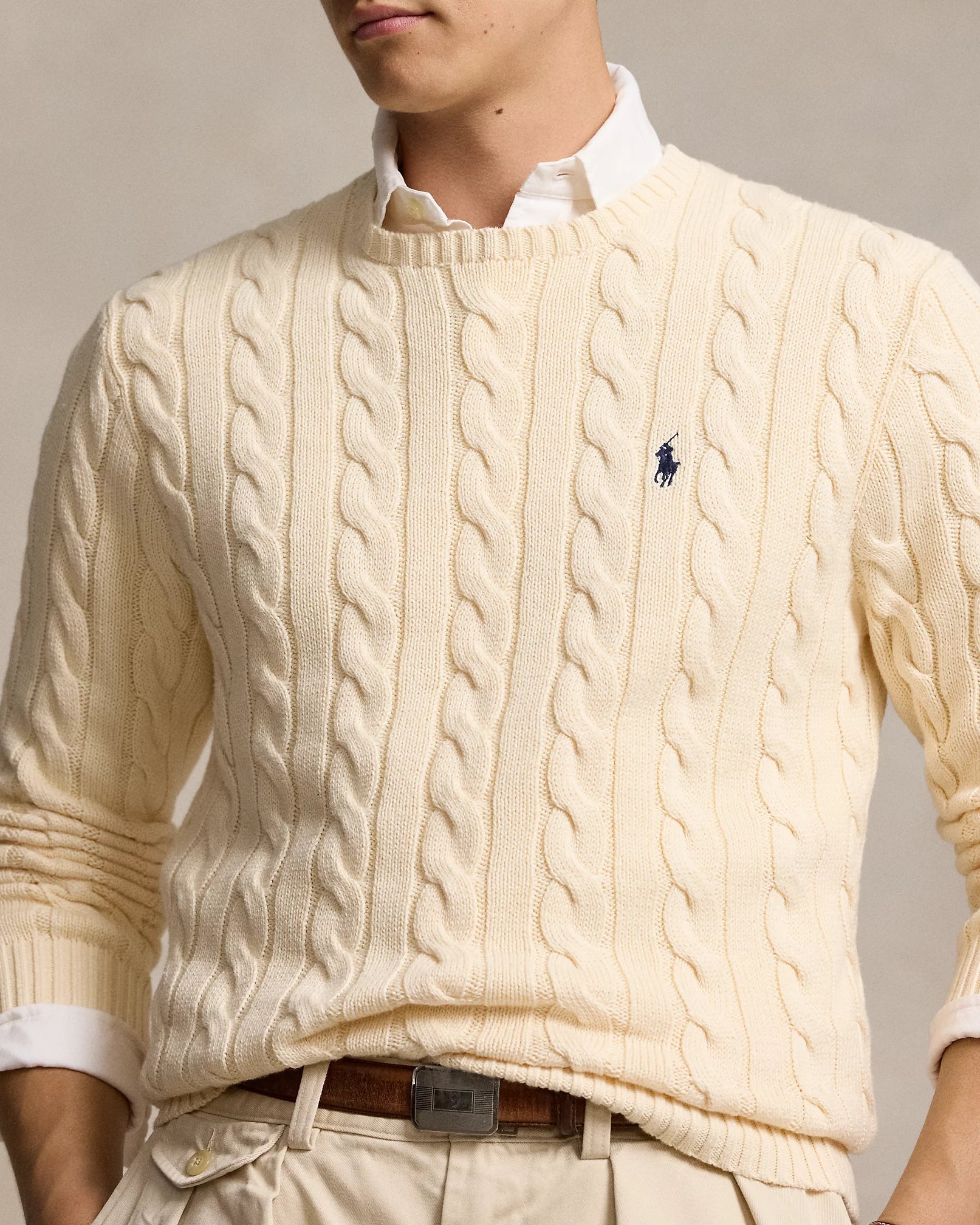 Sweater Polo Ralph Lauren Trenzado - Crema