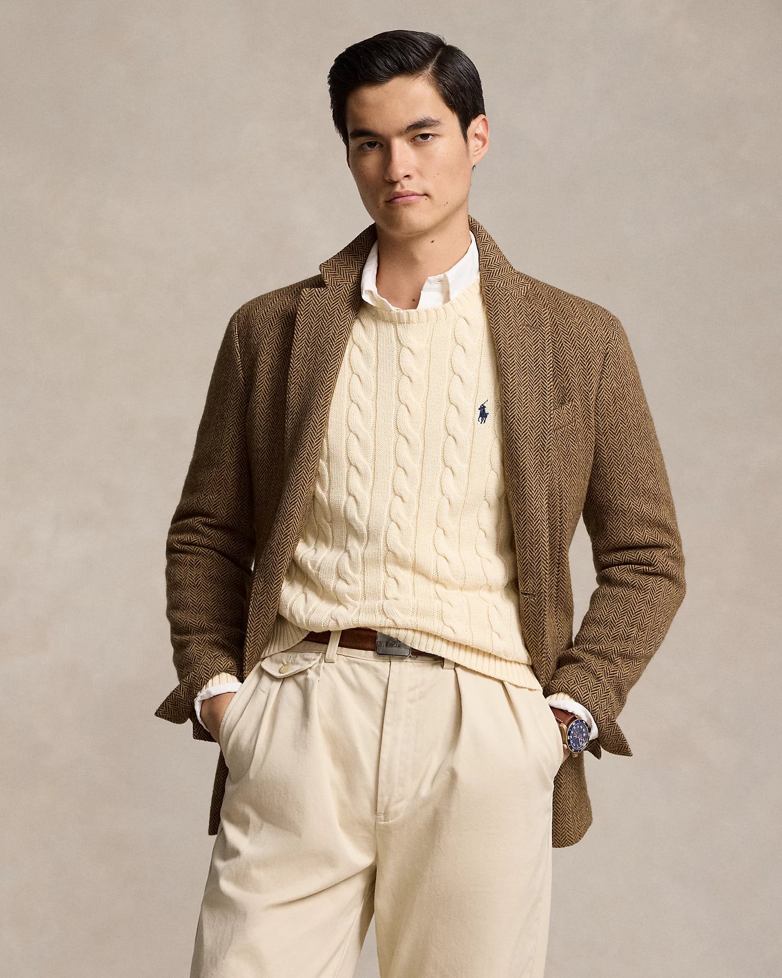 Sweater Polo Ralph Lauren Trenzado - Crema
