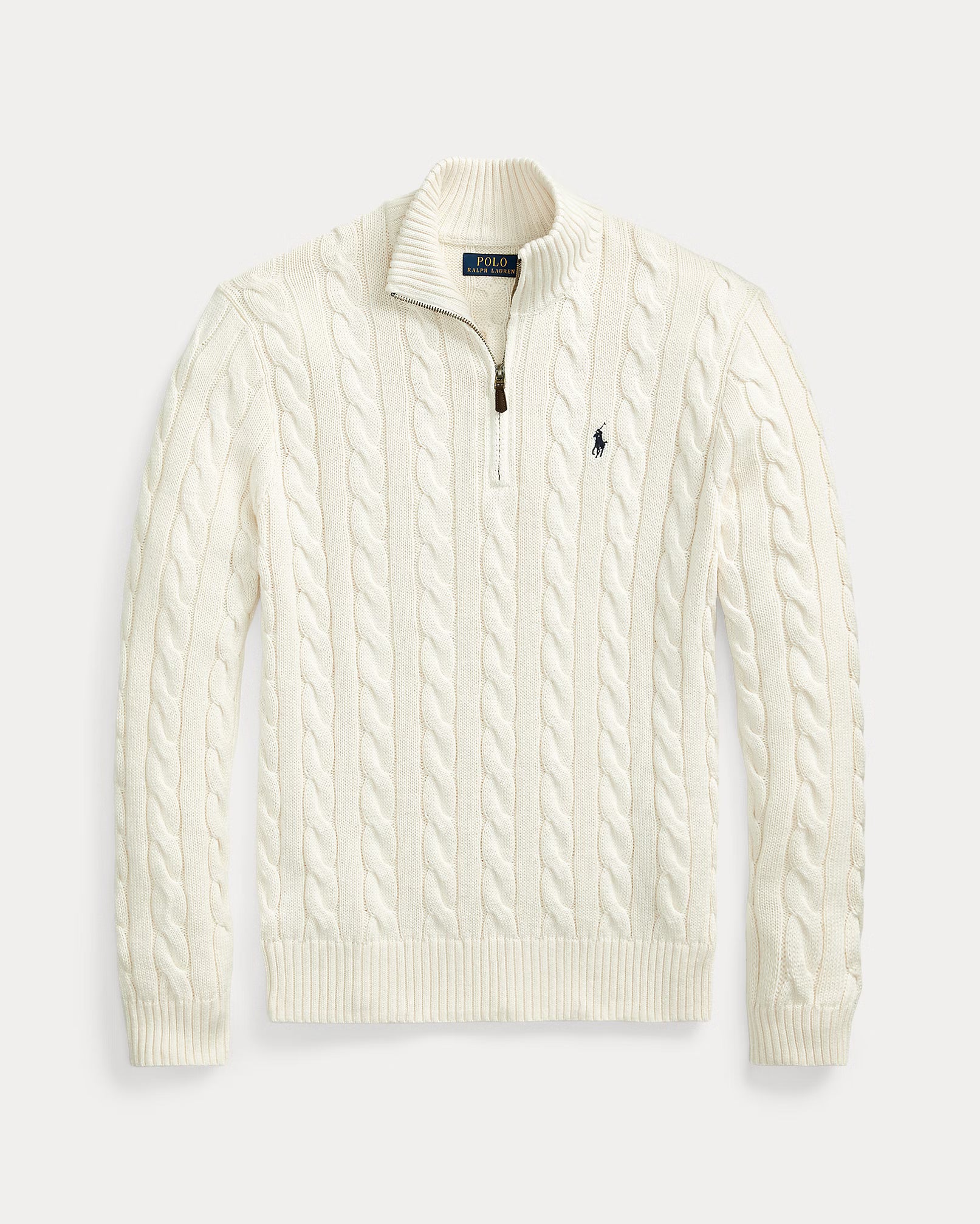 Sweater Polo Ralph Lauren 1/4 zip Trenzado - Crema
