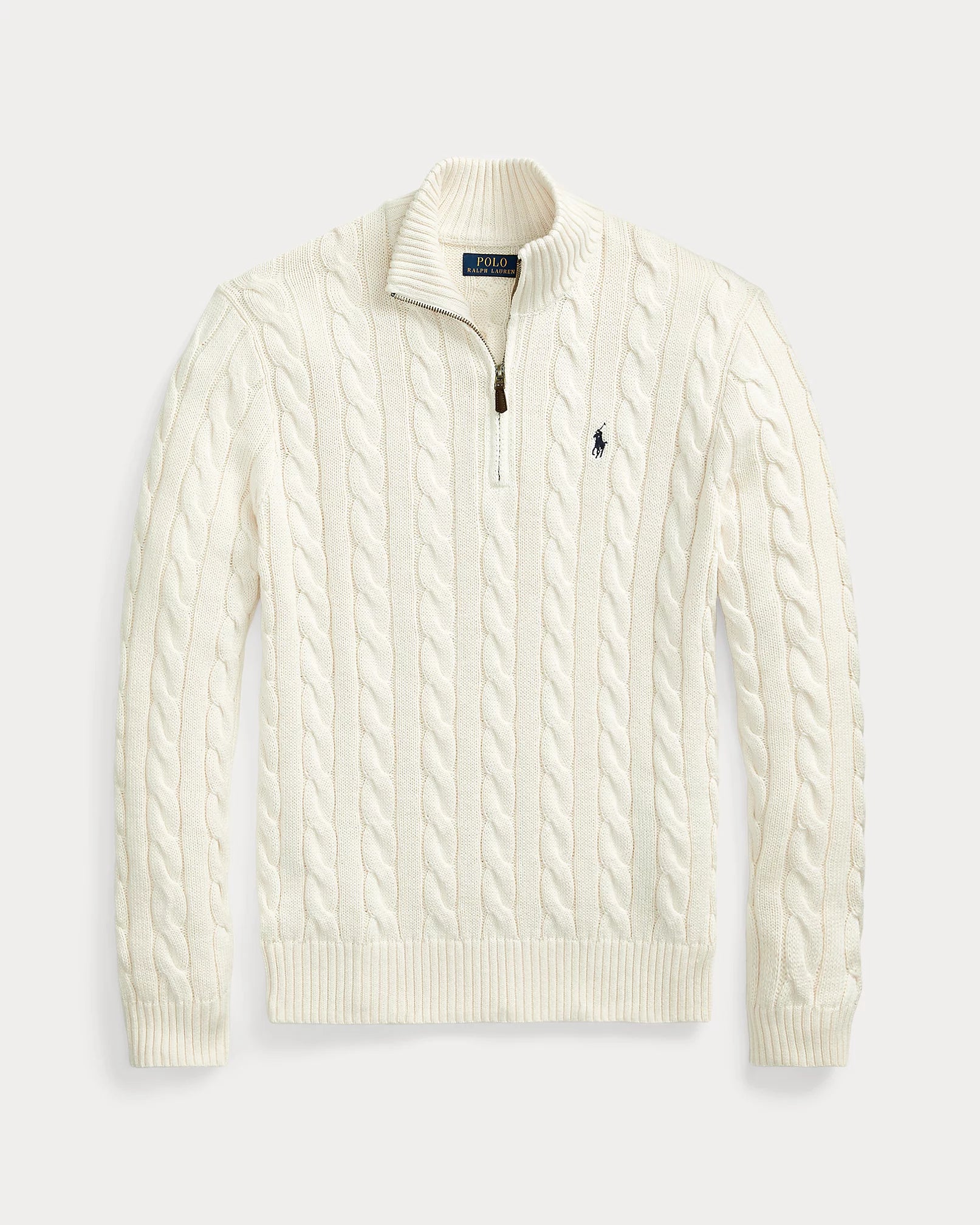 Sweater Ralph Lauren 1/4 zip trenzado - Crema