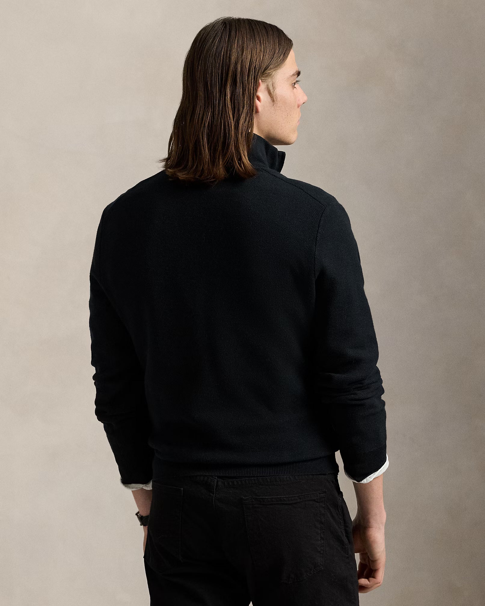 Sweater Polo ralph lauren quarter Zip pima Cotton - Negro