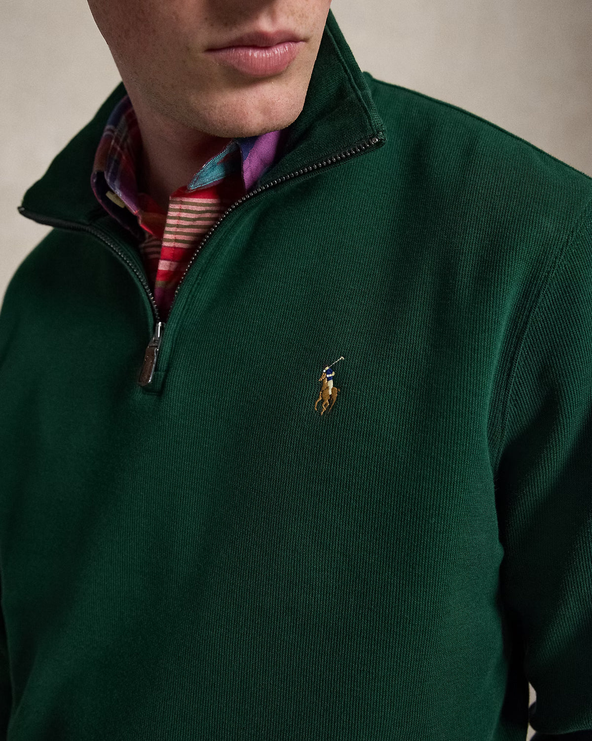 SweaterPolo Ralph Lauren Quarter Zip estate rib - Verde oscuro