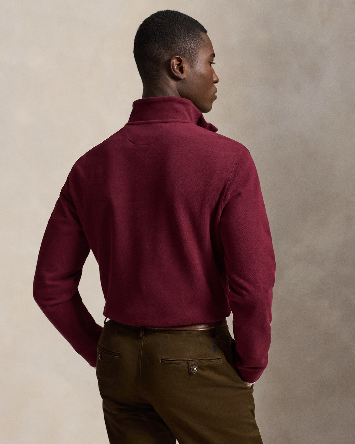 SweaterPolo Ralph Lauren Quarter Zip estate rib - Vino Borgoña